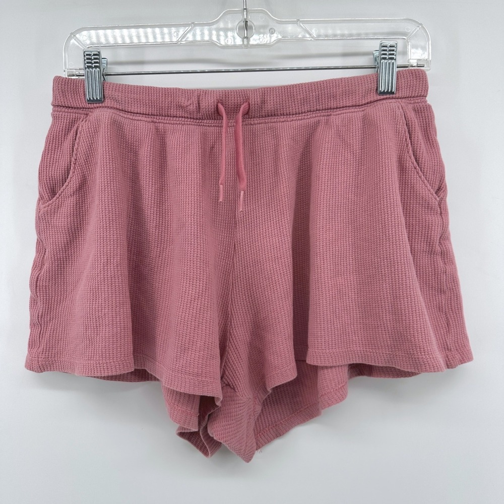 Old Navy Kids Pink Waffle Knit Drawstring Shorts XL 14-16 Pockets Loungewear